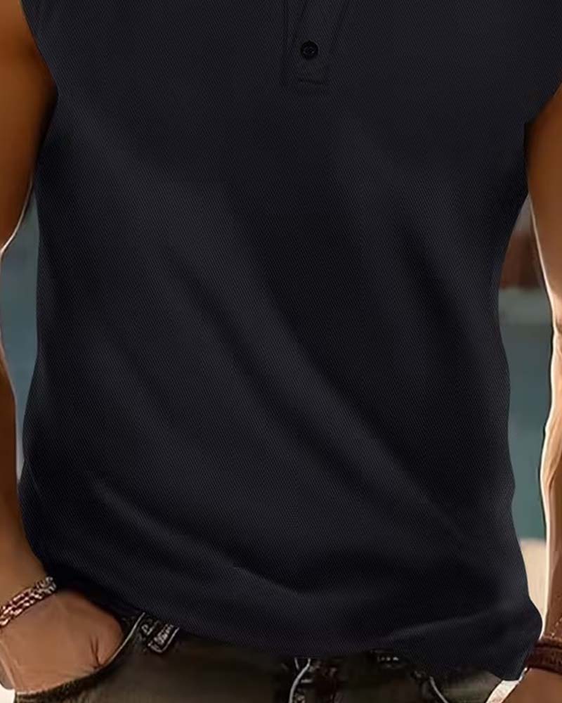 Tanktop Heren Henley Effen Sport