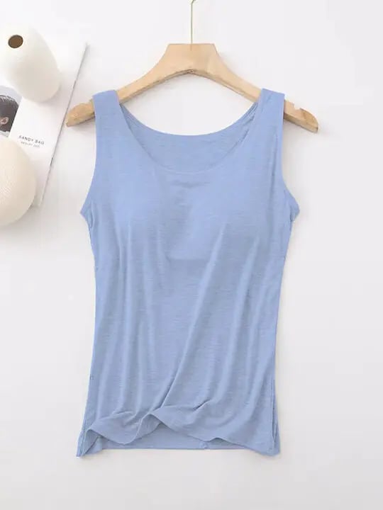 Tanktop Dames Met Ingebouwde Bh, Mouwloos Casual Basic Ronde Hals Regular