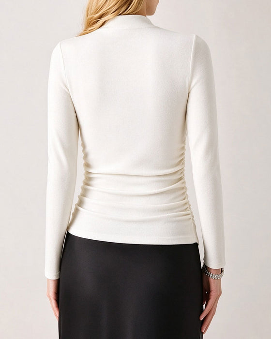 Top Halve Turtleneck Zijde Gerimpeld Basis