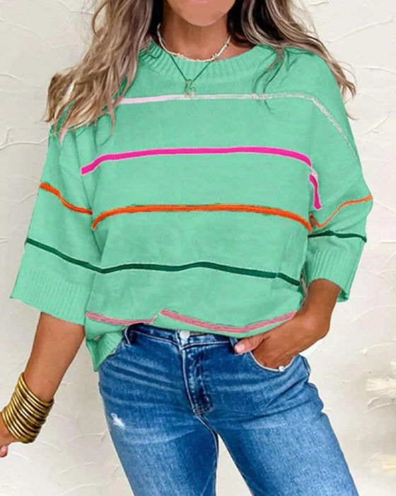 Gestreepte Ronde‑Hals Pullover