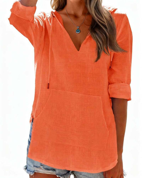 Blouses Strandcover-Up V-Hals Hoodie