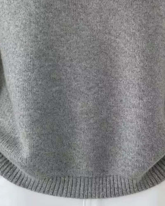 Pullover Revers Effen Kleur Lange Mouwen
