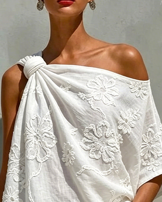 Blouse Driedimensionaal Bloem Enkel Schouder