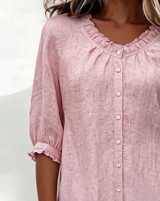 Overhemd Ruffle Trim Knoop