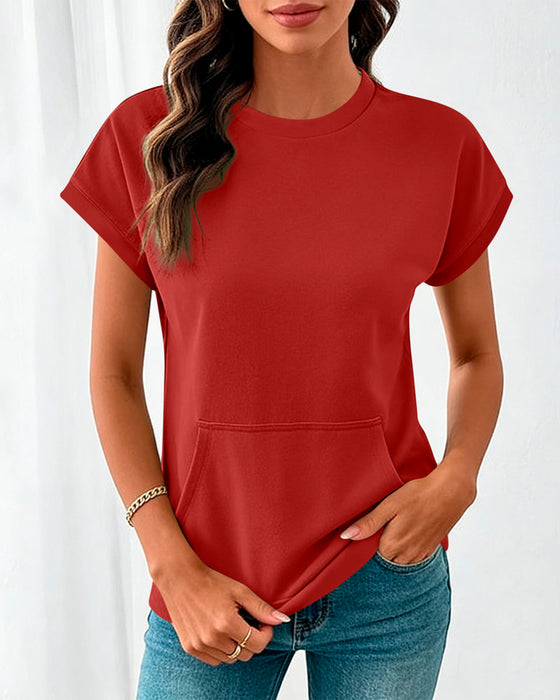 Blouse Voorzak Effen Ronde Hals