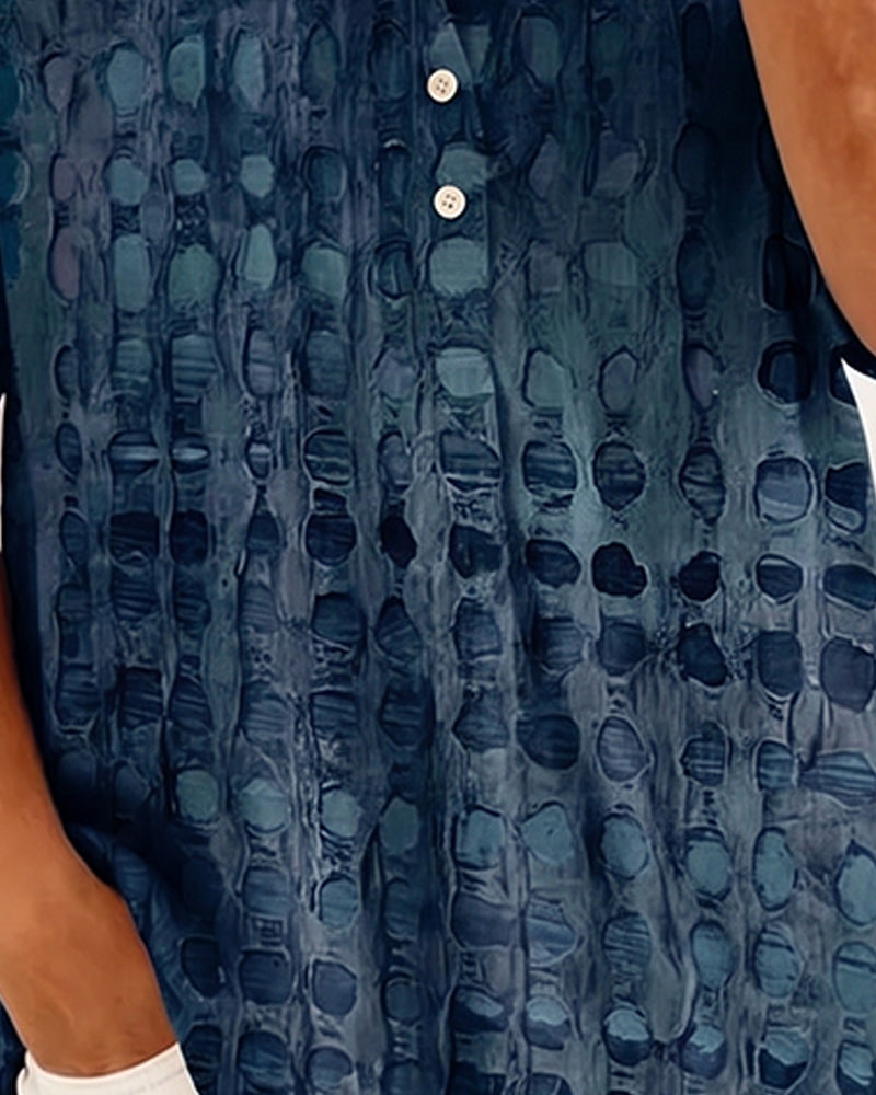 Blouse Stippenprint Knoop Half Knoopsluiting