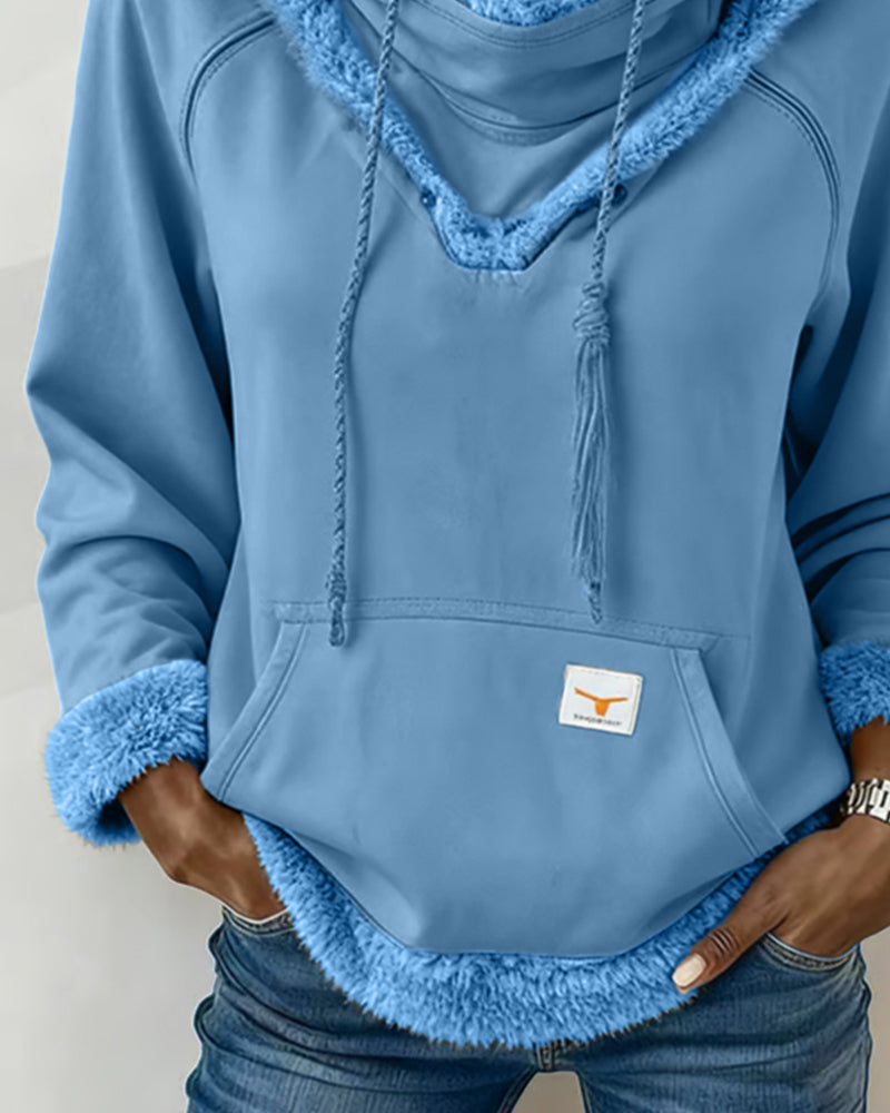 Langmouwige Sweatshirt Met Patchworkdetails En Zak