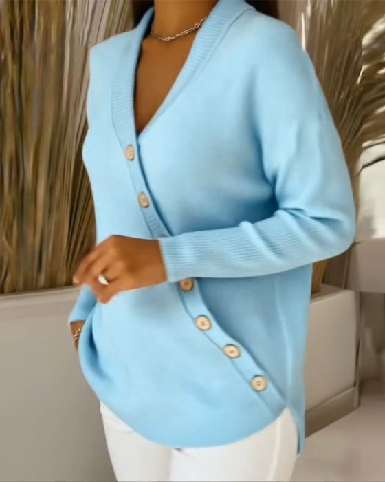 V-Hals Trui Met Knopen