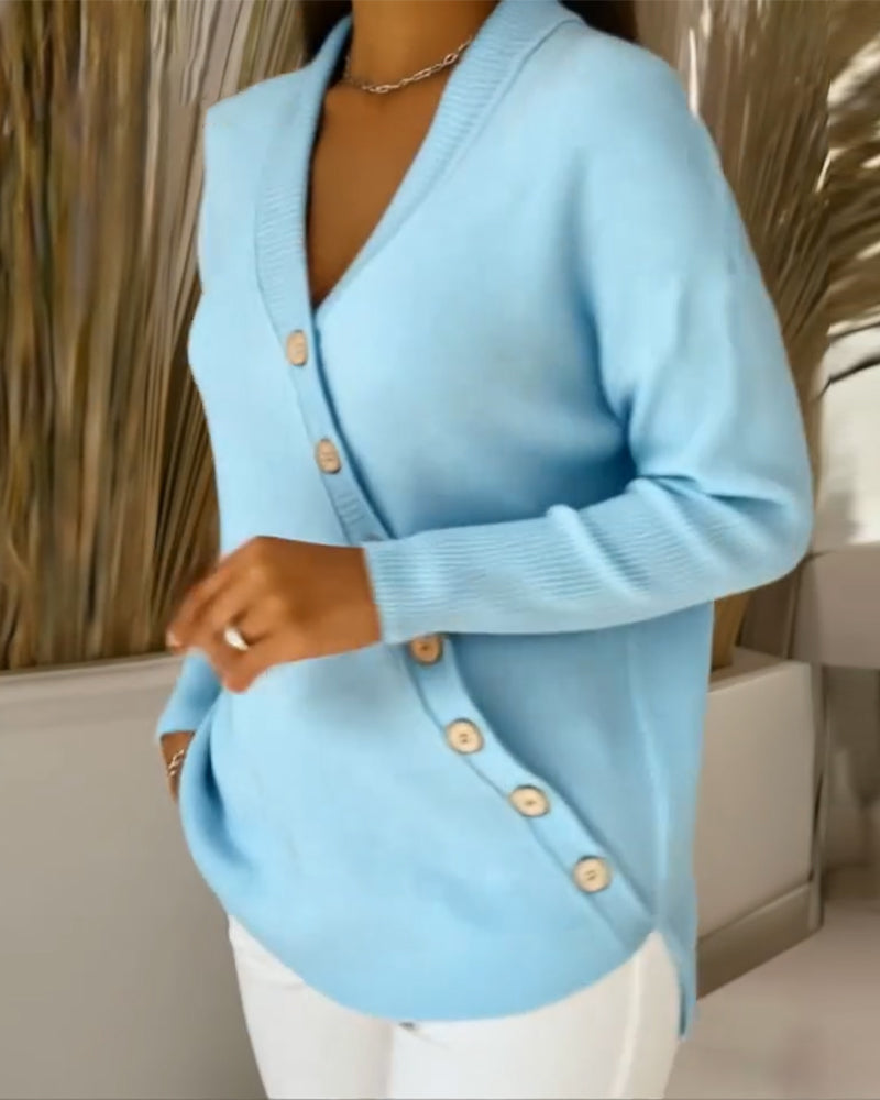 V-Hals Trui Met Knopen