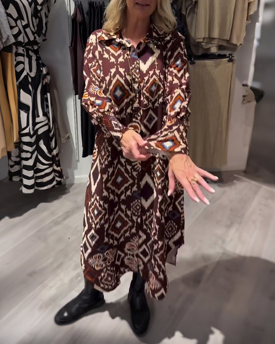 Jurk Met Overhemd In Diamantprint