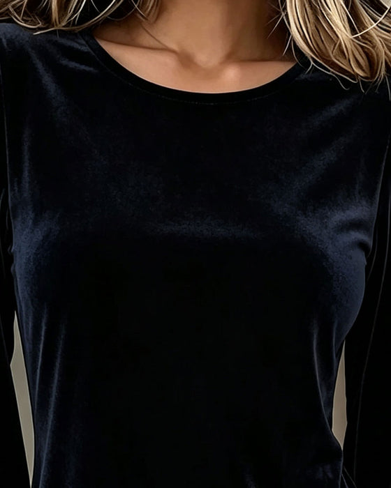 Top Ronde Hals Pofmouw Kant Patchwork