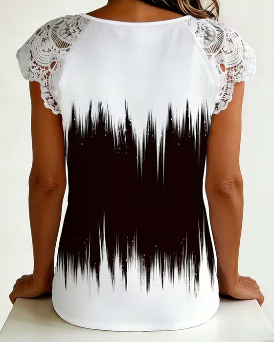Blouse Stijlvol V-Hals Kleurblok