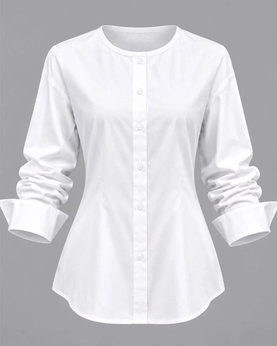 Set Schuine Knoop Staande Kraag Vest Shirt