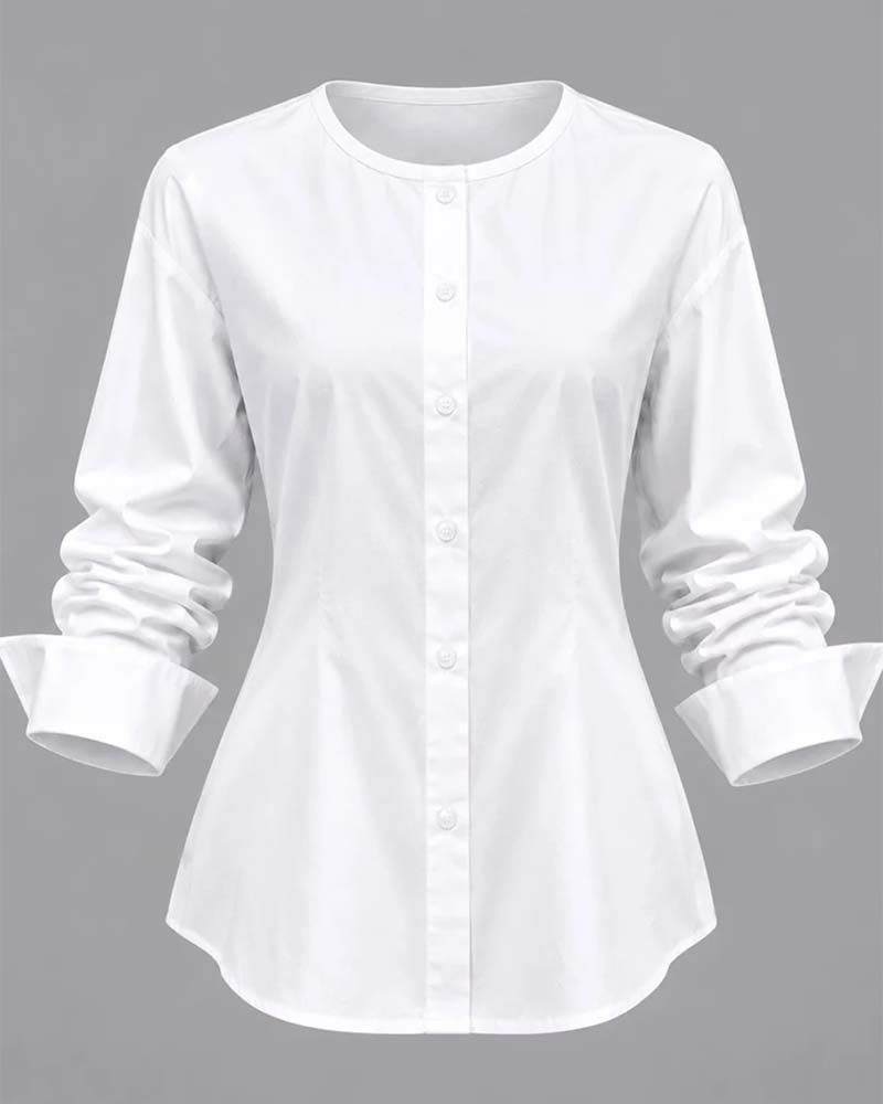 Set Schuine Knoop Staande Kraag Vest Shirt