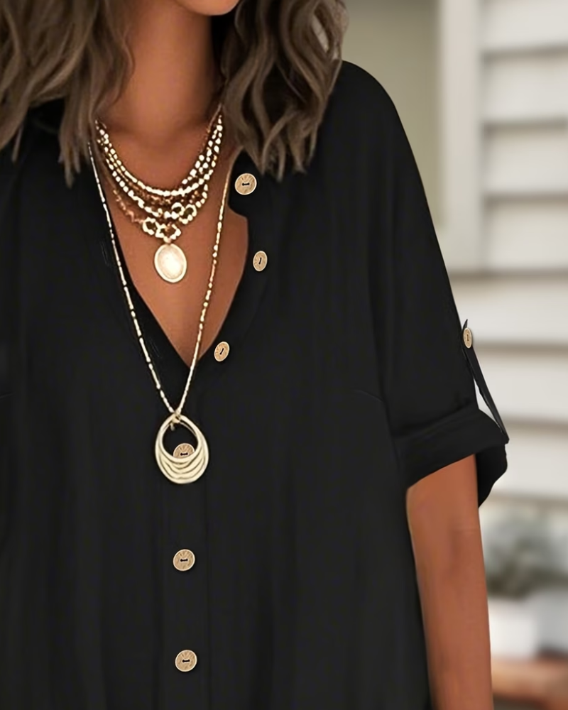 Jurk Geknoopt Korte Mouw Losse Shirt
