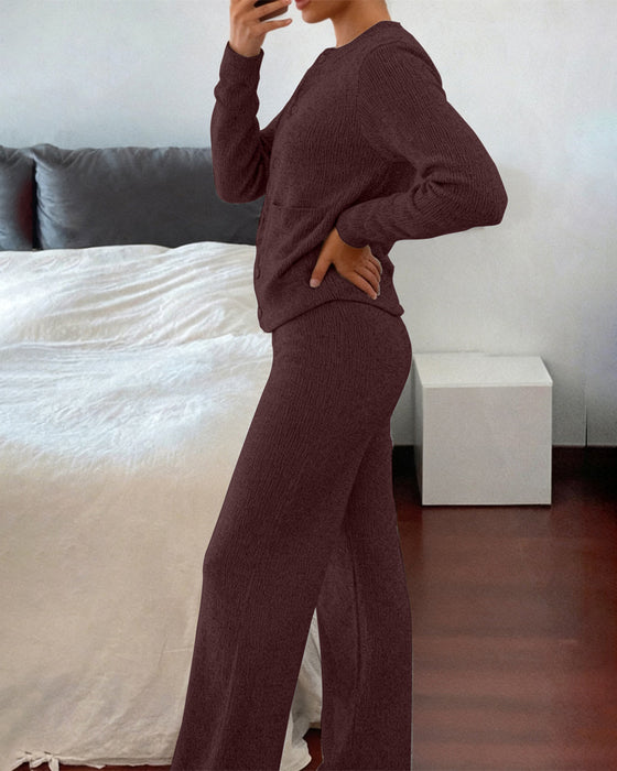 Set Casual Effen Kleur Tweedelig