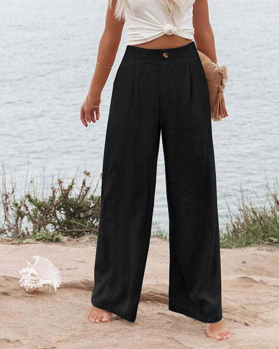 Broek Knoop Elastische Taille Wijd