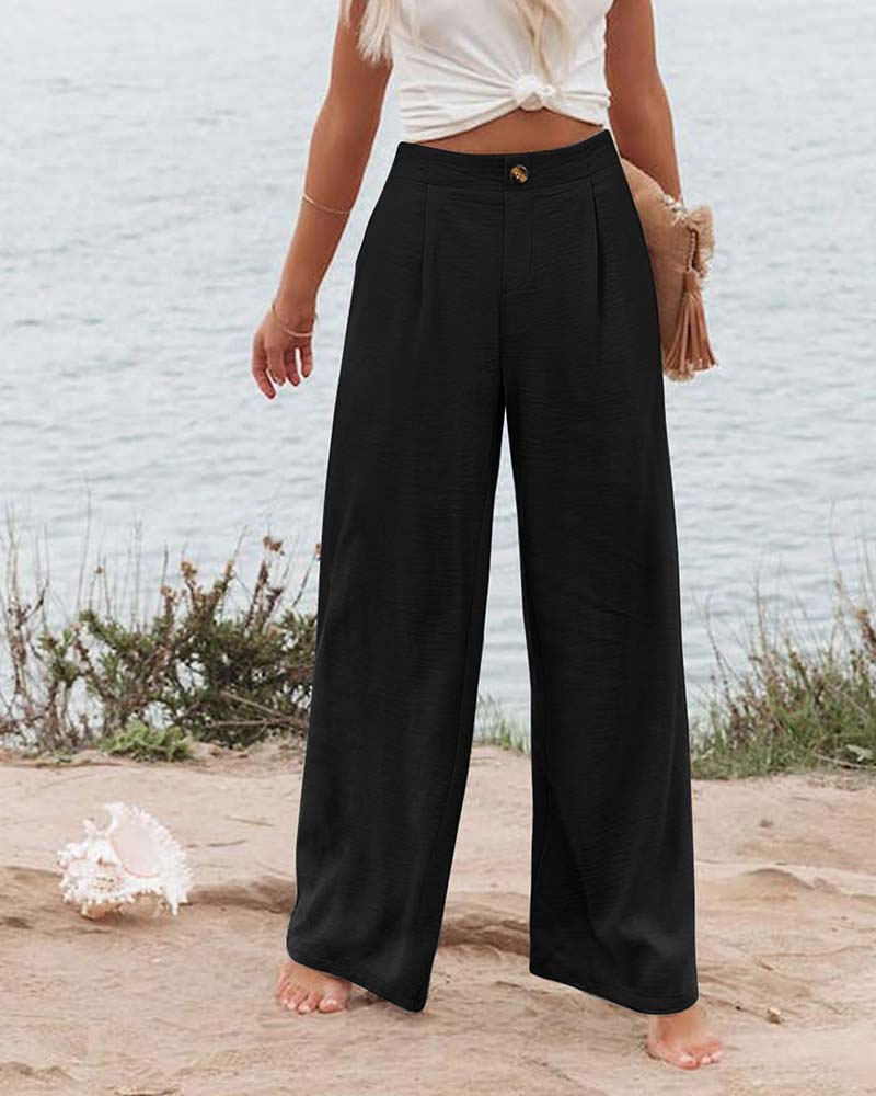 Broek Knoop Elastische Taille Wijd