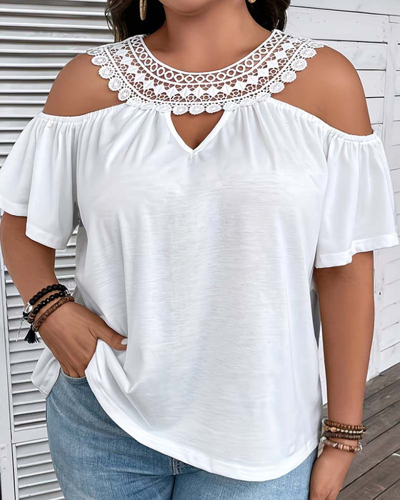 Blouse Cold Shoulder Gerafelde Mouwen