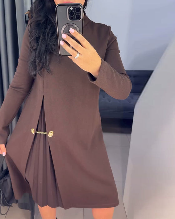 Elegante Jurk Met Geschilderd Patchwork