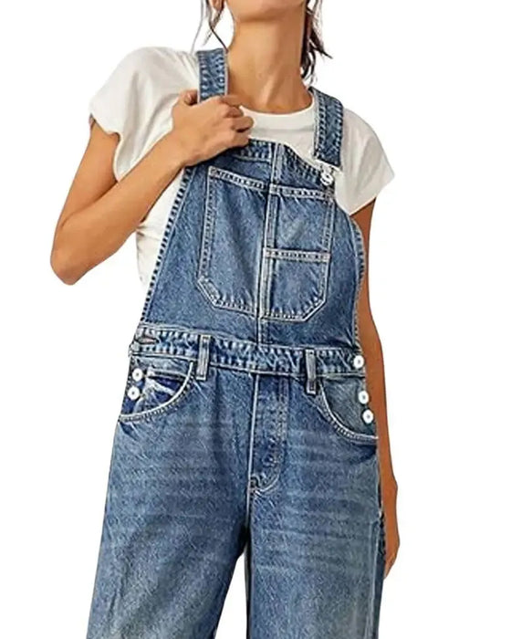 Jumpsuit Met Zakken En Bretels Van Denim