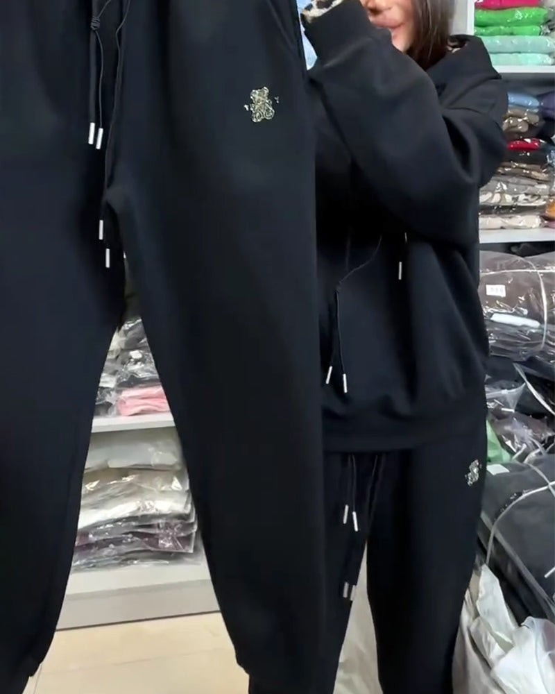 Tweedelig Setje In Luiaardprint Met Capuchon