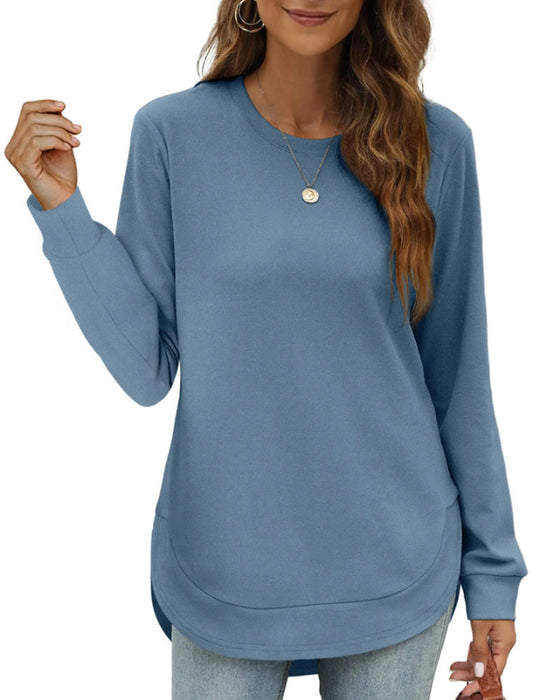 Sweatshirt Ronde Hals Gebogen Zoom Effen