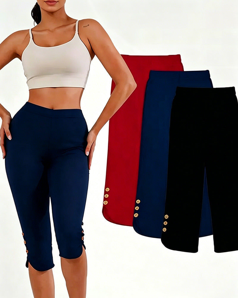Leggings Effen Slim-Fit Ingekort
