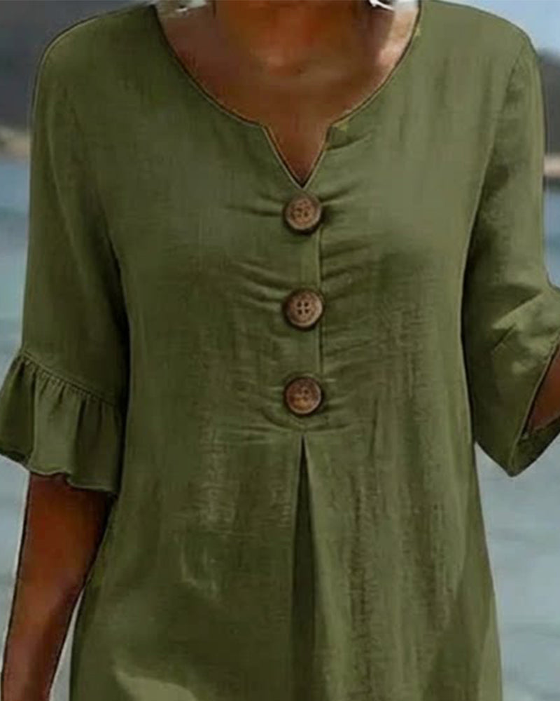 Jurk Knoop Frons Mouw 100% Katoen