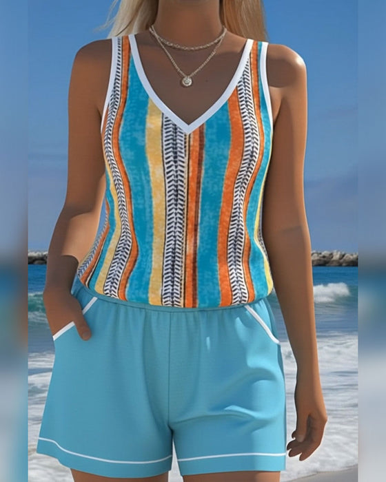 Tankini Badpak V-Hals Gedrukt