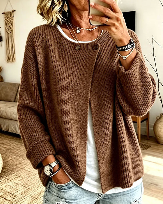 Cardigan Effen Kleur Lange Mouwen