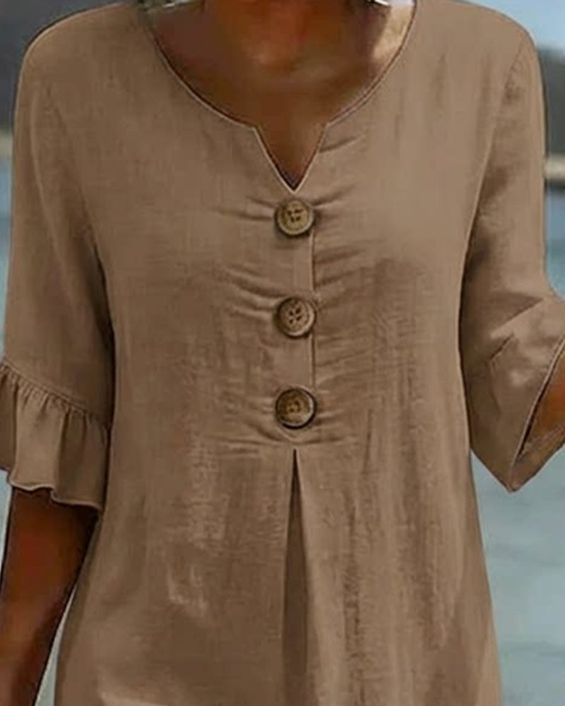 Jurk Knoop Frons Mouw 100% Katoen