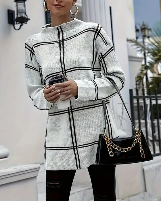 Gestreepte trui met splitkraag