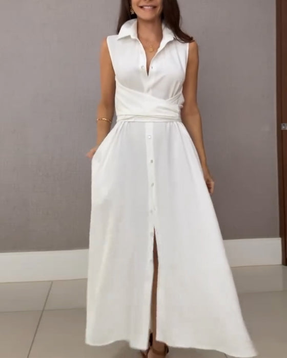 Hemdress Zonder Mouwen Met Revers