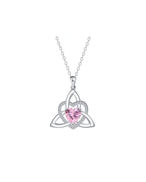 Geboortesteen Keltische Drie-eenheid Knoop Hart Ketting ✨ Hartvormige Keltische Drie-eenheid Knoop Geboortesteen Hanger