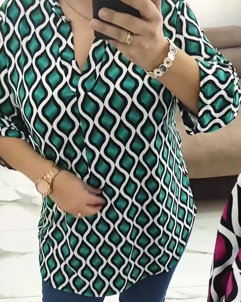 Shirt Gedrukt Geometrisch V-hals