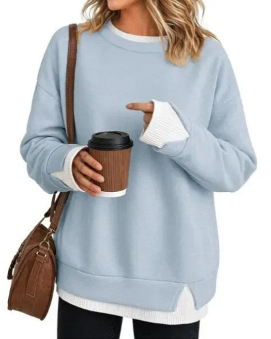 Sweatshirt Nep Gelaagd Los Lange Mouw