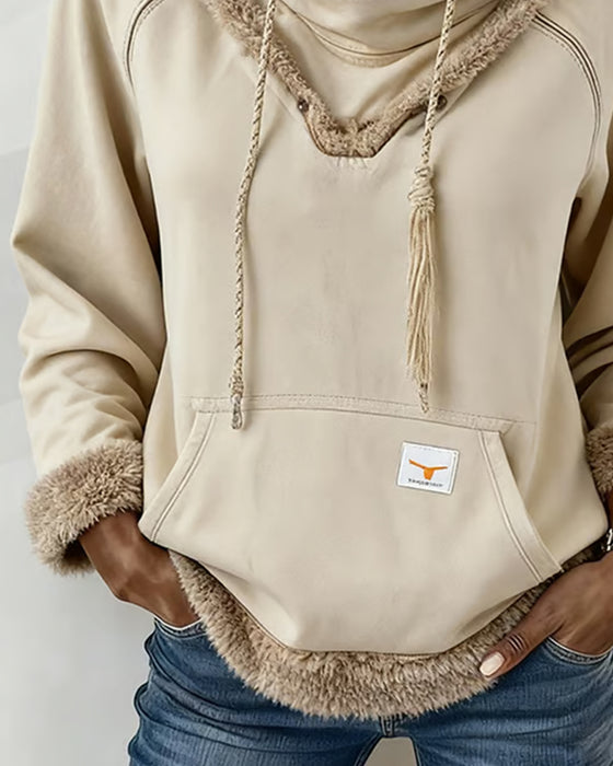 Langmouwige Sweatshirt Met Patchworkdetails En Zak