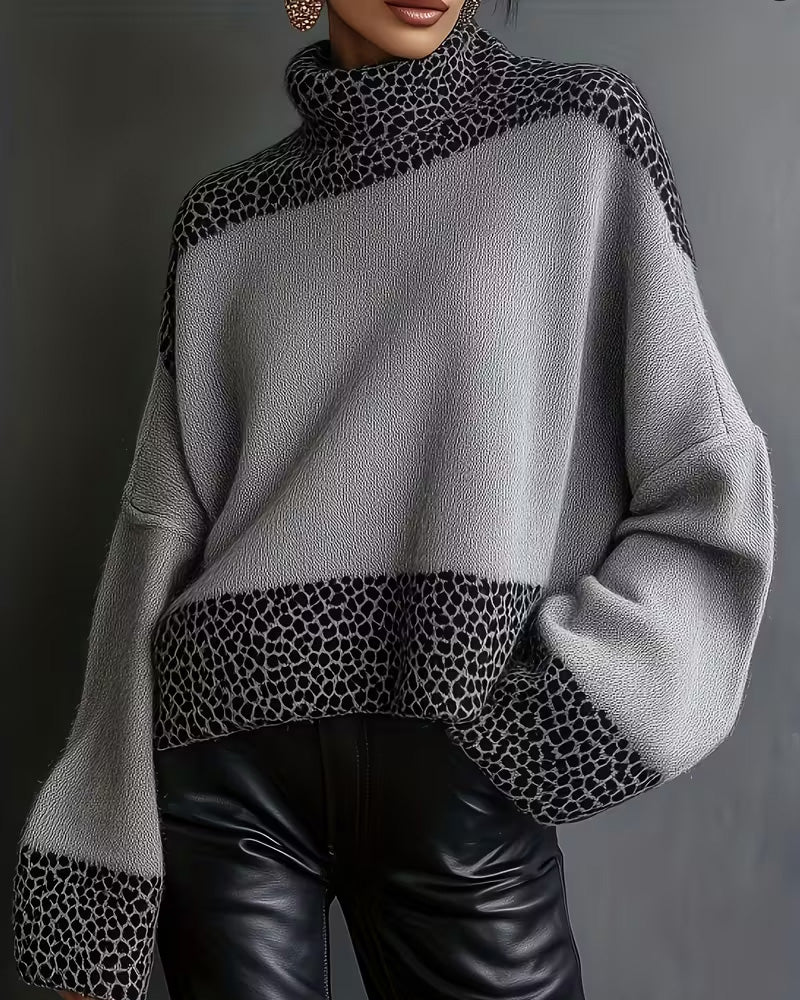 Trui Met Hoge Hals En Luipaardprint