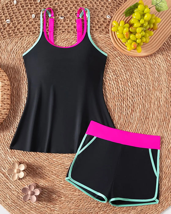 Tankini Kleurcontrast U Hals Halter