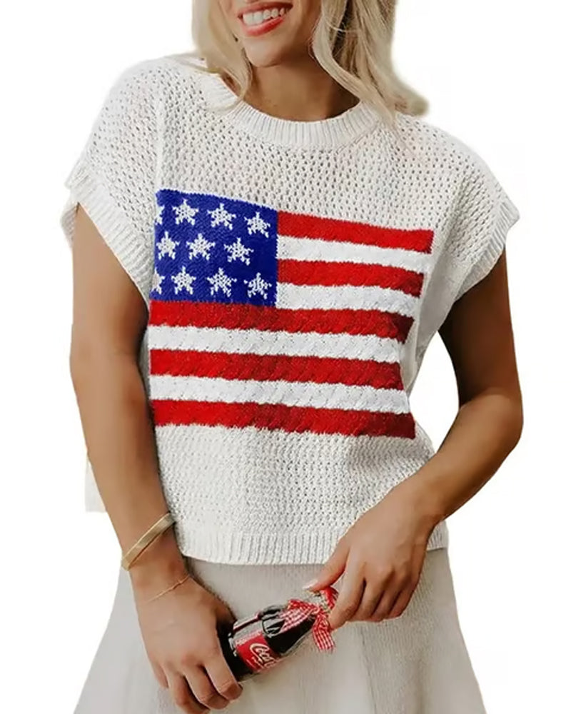 Pullover Vlagpatroon Crewneck