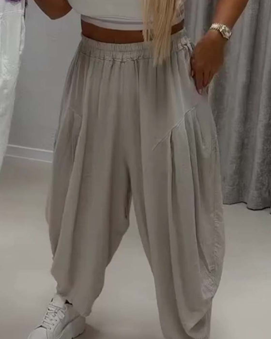 Broek Elastische Taille Wijd Been Harem