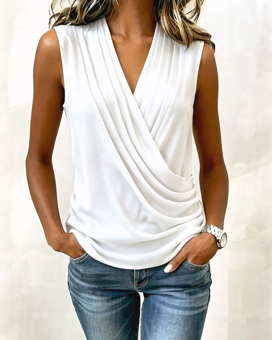 Tanktop Kruisvouw Mouwloos Effen