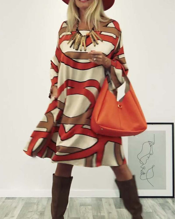 Jurk met ronde hals en print