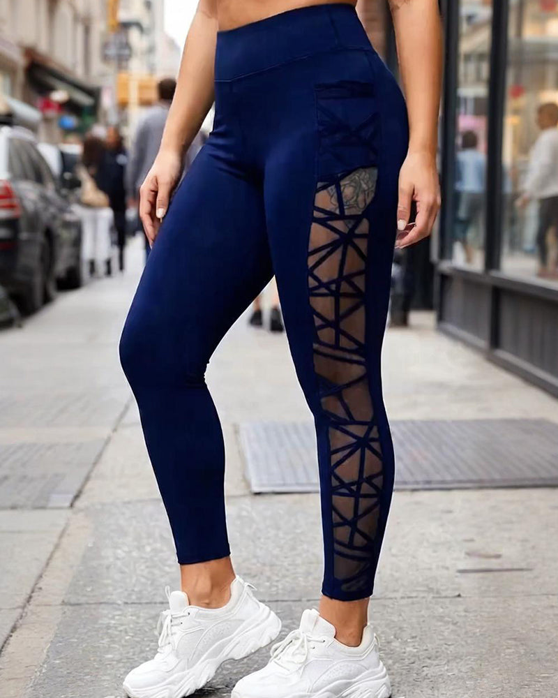 Yogabroeken Hoge Taille Kleurenblok