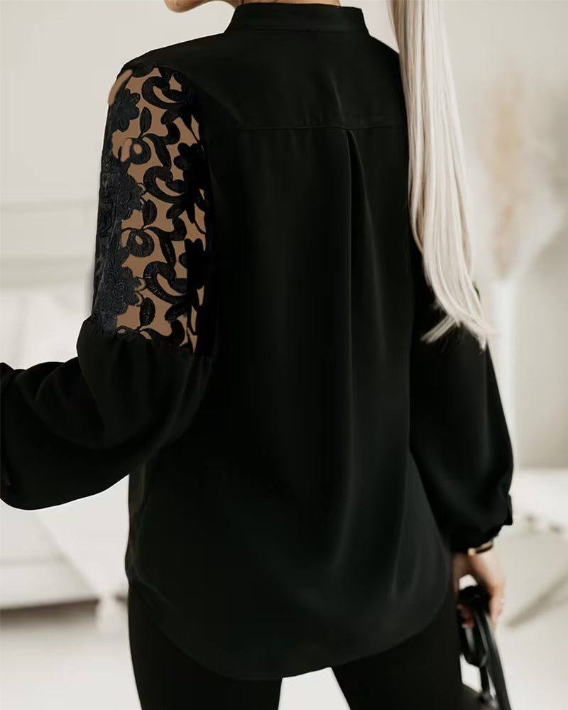 Patchwork Blouse met Lantaarnmouwen