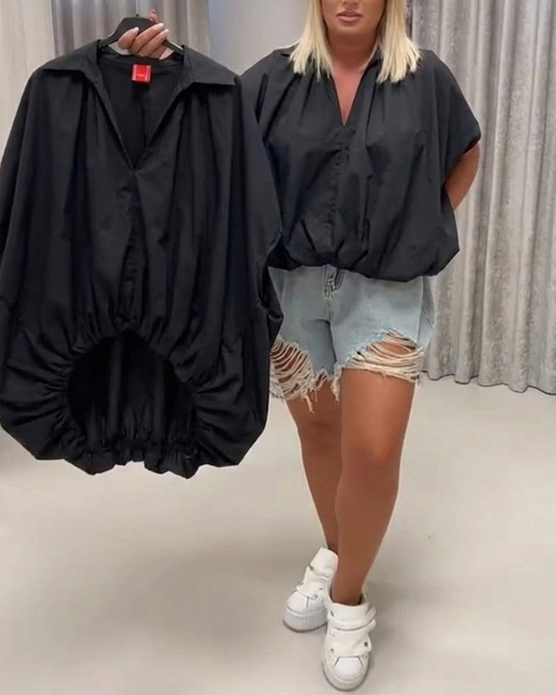 Blouse Knoopsgat Loose Fit Vleermuismouw