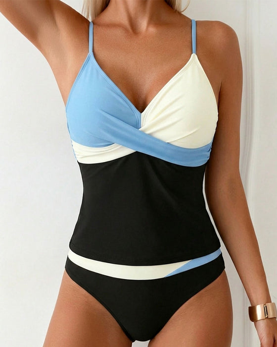 Tankini Hoge Taille Kleurblok