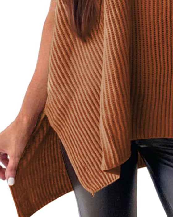Pullover Effen Ronde Hals Vleermuismouw