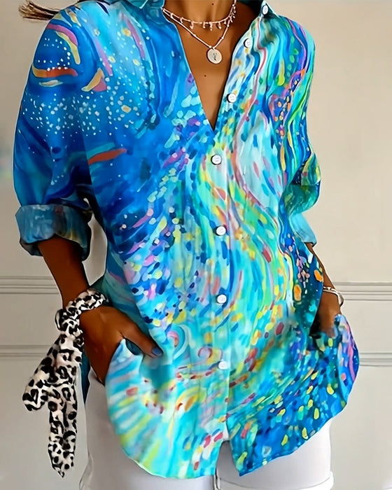 Shirt Verloop Knoop Dicht Gedrukt